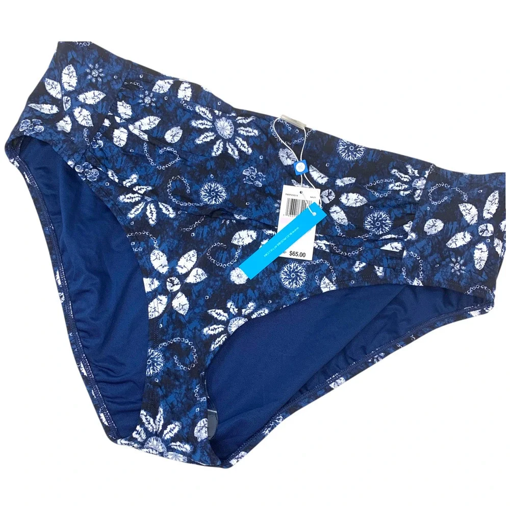 NEW Bleu Rod Beattie Plus Take a Dip Navy Tummy Control Bikini Bottoms 22W NWT